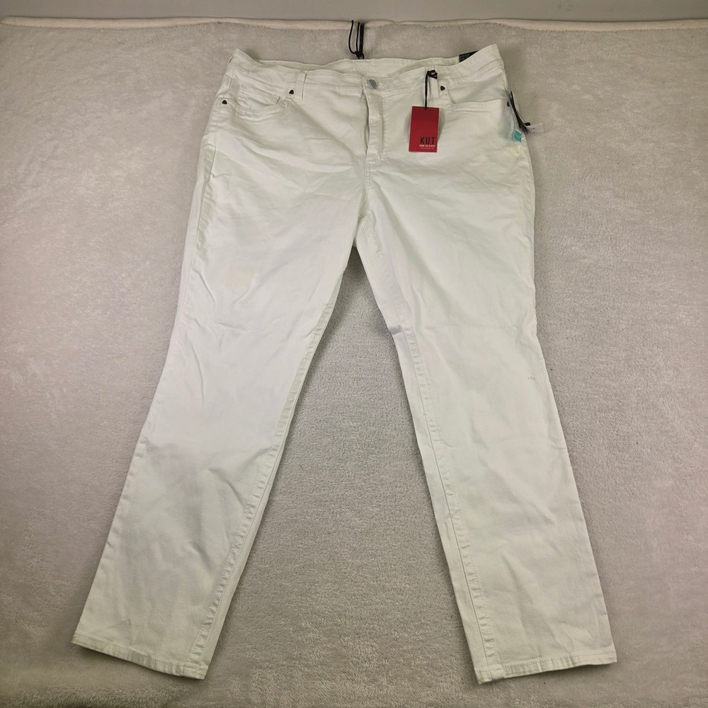 KUT from the Kloth High Rise Fab Ab Straight Leg Jeans White 22W Optic White